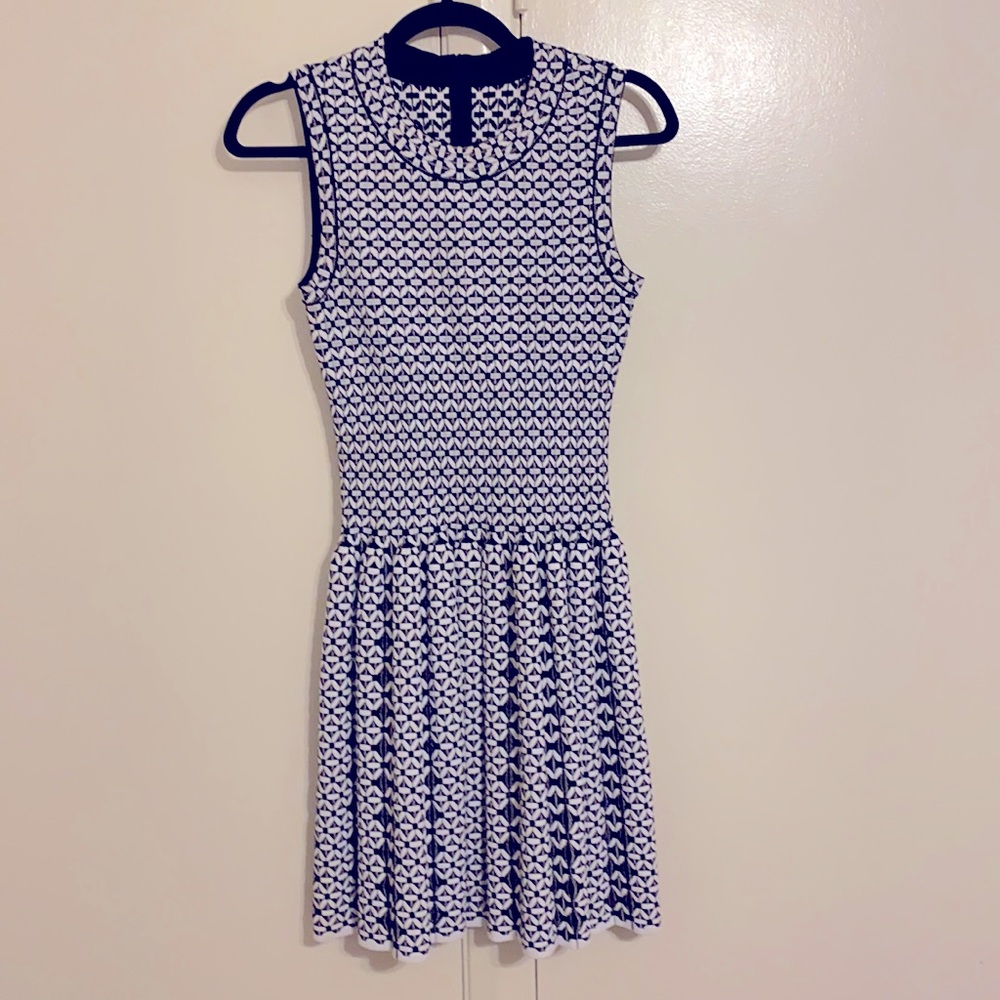Alaia Navy and White Sleeveless Mini Dress